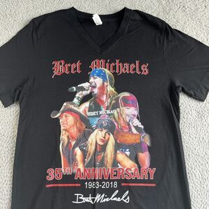 NEW Bella Canvas T Shirt Mens Medium Black Graphic Tee Bret Michaels V‎ Neck